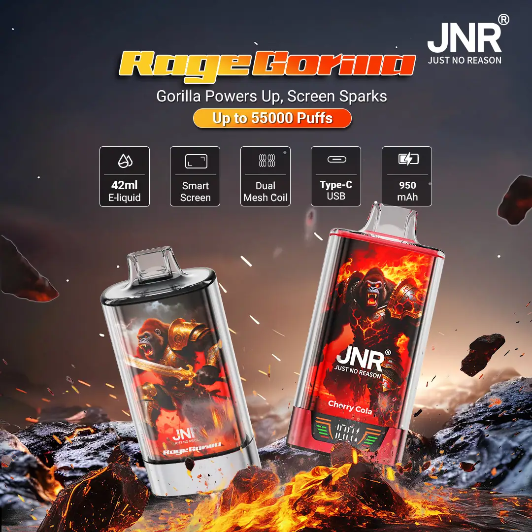 JNR Rage Gorilla 55K 55000 Puffs Disposable Vape Kit 2% 42mL | Dual Mesh Rechargeable Disposable Vape VaperSourcing JNR Rage Gorilla 55K 55000 Puffs Disposable Vape Kit 2% 42mL